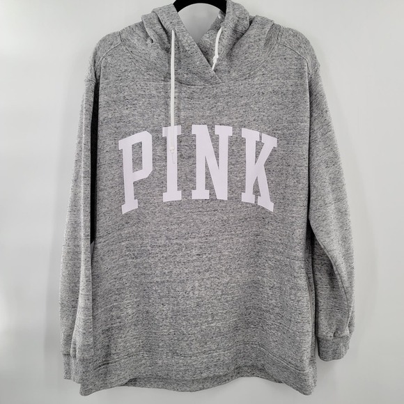 VS PINK Logo Tunic Pullover Sweater Grey Size L - Picture 1 of 4